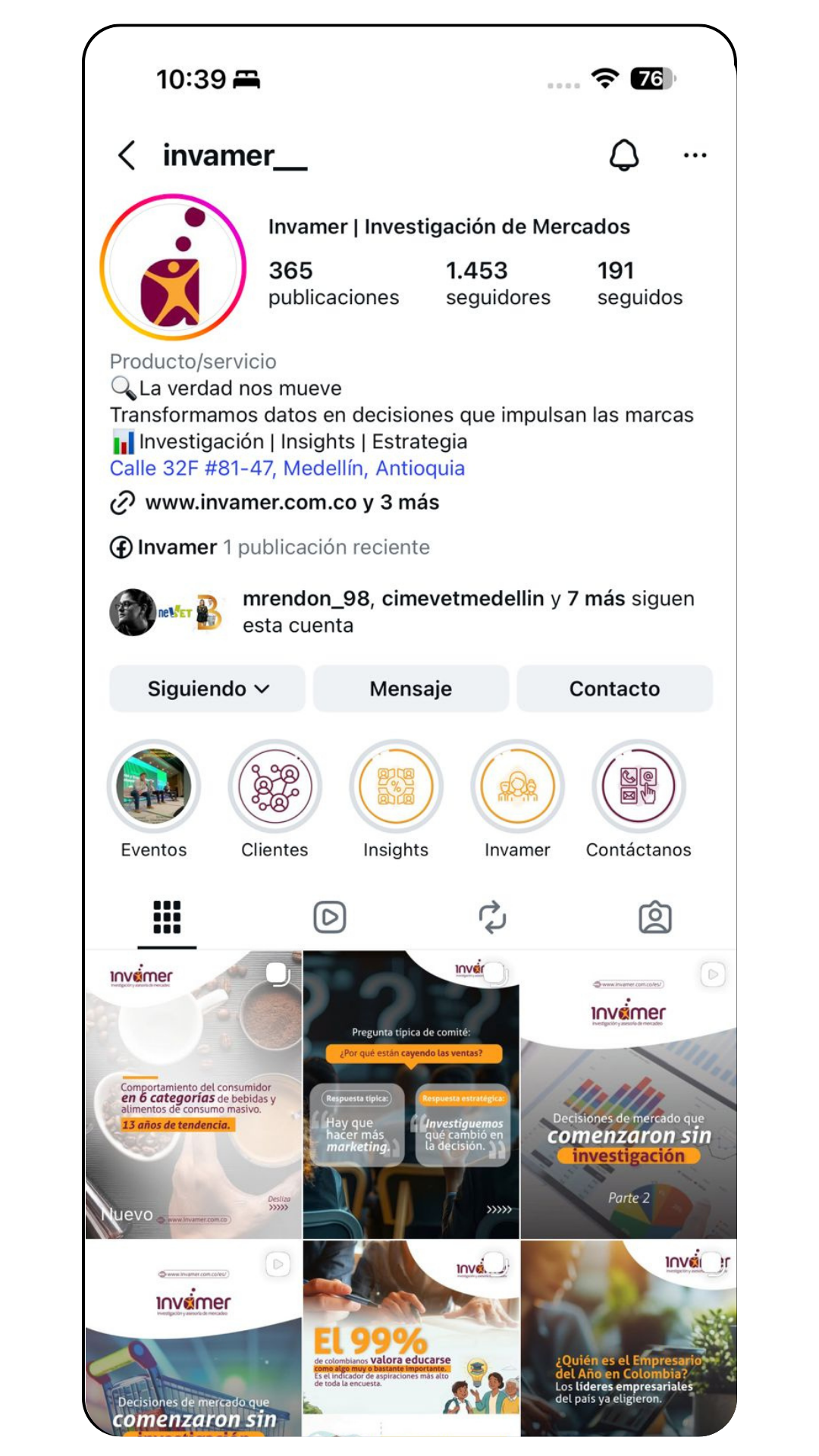 Perfil de redes sociales gestionado por Itera